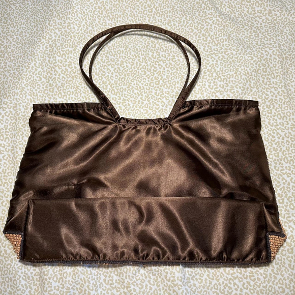 Coldwater Creek brown beaded handbag with rose design - Picture 3 of 6